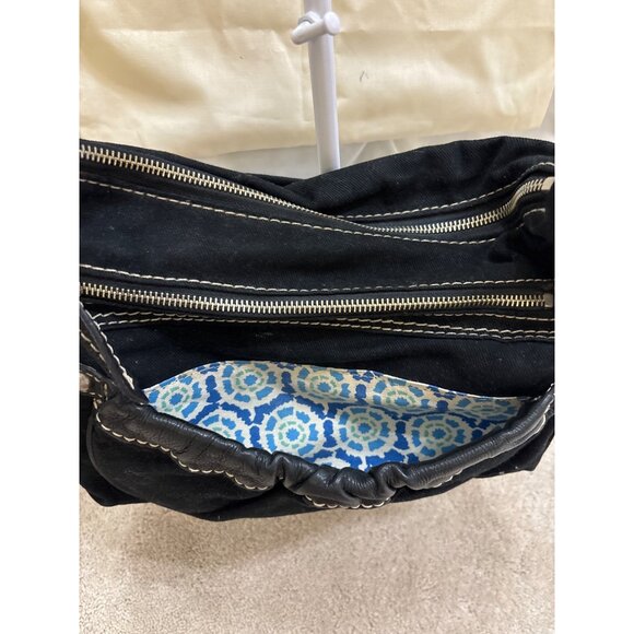 Fossil Black Canvas & Faux Leather Shoulder Bag With Adjustable Strap - Picture 11 of 16